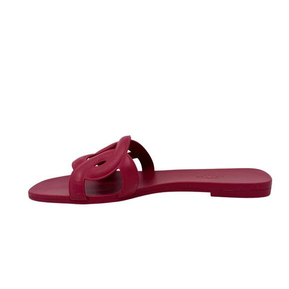 Hermes Oran Aloha Chaine Rubber Sandals Rose Baie 38 - Picture 5 of 10